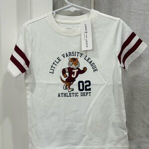 NWT Janie and Jack White and Maroon Varsity Tee